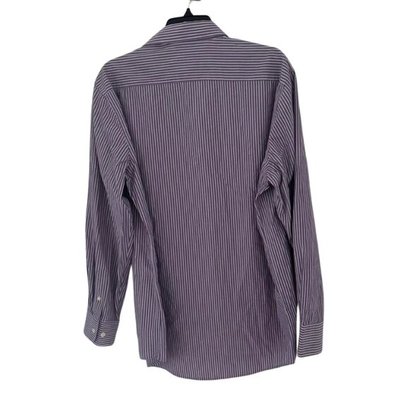 Merona Men's Striped Long Sleeve Button Front Closure Dress Shirt Size Large - Picture 6 of 6